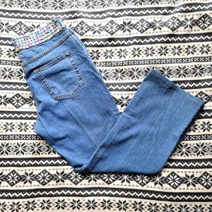 VINTAGE April Cornell Blue Denim Button Pastel Jeans Size 12 Wide Leg